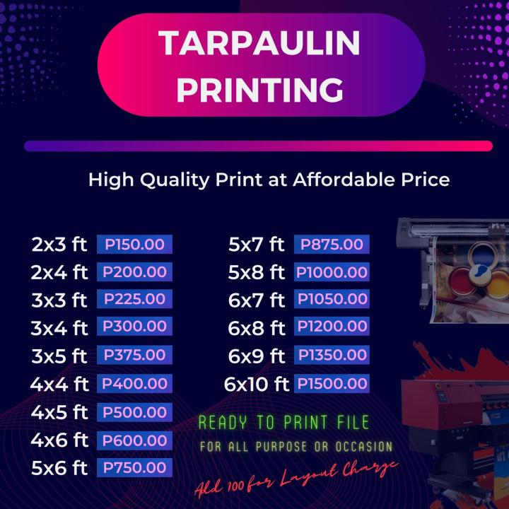Tarpaulin Printing Services with Free Layout High Quality Print Clear