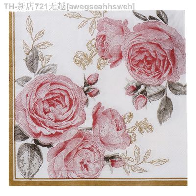 【CW】♝✱♨  10/20pcs 33cm Pink Decoupage Paper Napkins Floral Serviette Tissues Tableware Wedding Xmas