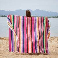 【CW】▨  Tassel Striped Blanket 2022 Cotton Sofa Throw Hanging Tapestry for Bed Beach