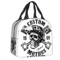 ☞▪ Rockabilly Skull Biker Thermal Insulated Lunch Bags Women Portable Lunch Tote for Kids School Children Multifunction Food Box