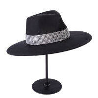 202010-HH2026c autumn WINTER black wool Water drill mesh lady fedoras cap men women leisure panama jazz hat