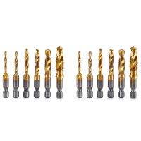 Drill Tap Bit, 12 Pack Combination Drill Tap Bit Set Screw Tapping SAE 6-32NC 8-32NC 10-24NC 10-32NC 12-24NC 1/4-20NC