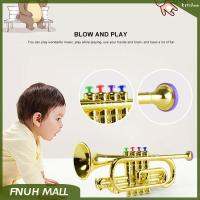 1x Kids Trumpet w/ 4 Colored Keys for Early Developmental Music Toy Golden