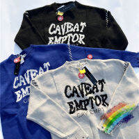 หลุมทำลาย CAVEMPT C.E เสื้อกันหนาวจดหมายคู่หลวม CE เสื้อกันหนาวผู้ชายผู้หญิงถักเสื้อกันหนาว Cav Empo เสื้อกันหนาวเสื้อ