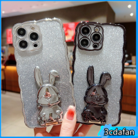 ขาตั้งกระต่ายรูปคลื่นไฟฟ้าที่ทันสมัยเคสโทรศัพท์เหมาะสำหรับ IPhone 14, 13, 12, 11 Pro Max X XS, Max XR, 7, 8 Plus ฝาหลังกันกระแทกสุดหรูป้องกันเลนส์เต็มรูปแบบ