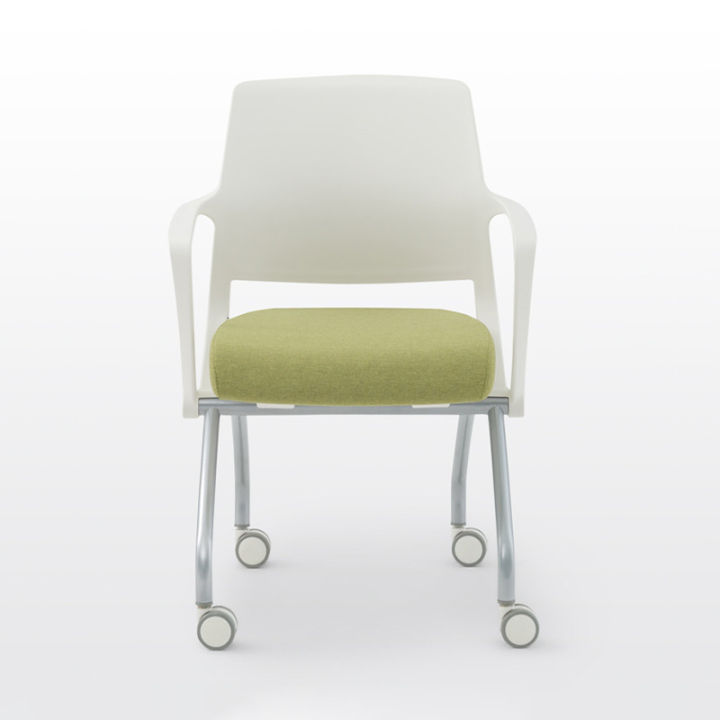 modernform-เก้าอี้อเนกประสงค์-รุ่น-u40-ขาเหล็ก-4-แฉก-มีล้อ-พนักขาว-เบาะหุ้มผ้าสีเขียว