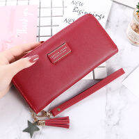 Wallet Women Long Zipper Leather Solid Color Female Letter Tassel Coin Purses Card Holder Clutch Bag For Phone Money Pocket Clip