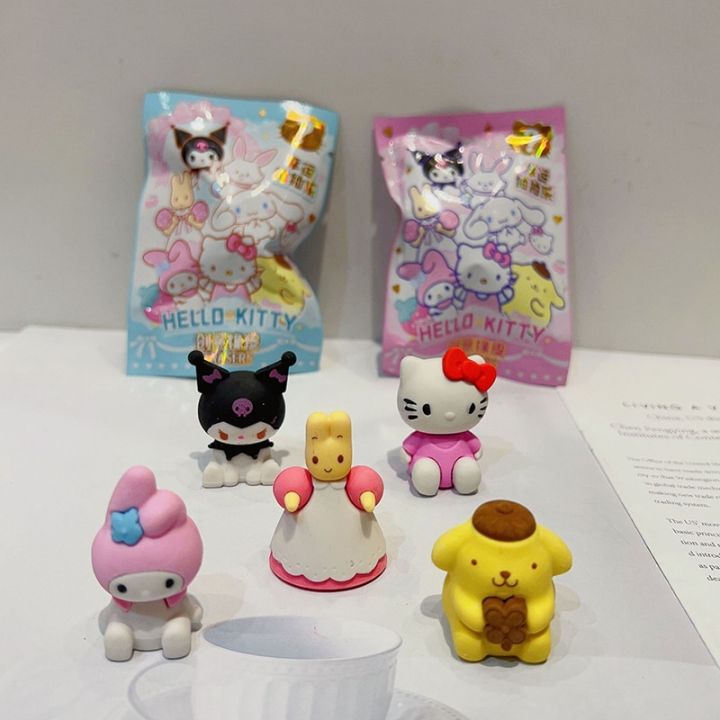 sanrio-ยางลบดินสอน่ารักอะนิเมะ-hello-kitty-mymelody-kuromi-cinnamoroll-32ชิ้น-กล่องเครื่องเขียนอุปกรณ์นักเรียนโรงเรียนขายส่ง