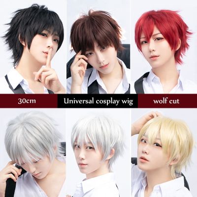 【jw】❒✣☁ Synthetic Short Wigs Wolf cut with Bangs Choppy Wig for men women Pink Korean Man wig 48 Color