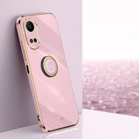 【พร้อมส่ง】เคสที่มีห่วงสำหรับถือโทรศัพท์ TPU แบบ Huawei Nova 10 SE XINLI 6D ขอบตรง (สีเชอร์รี่สีม่วง)