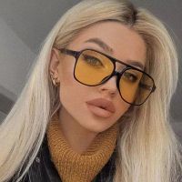 ✕☊ 2023 Double bridge square Women Sunglasses Vintage Brand Designer Men Sun Glasses Shades Female Exaggerated oversize sunglasses