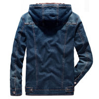 Autumn Jacket Men Military Jeans Jacket Hooded Single Breasted Denim Coat Windbreaker Men Cotton Jacket Chaquetas Hombre M-4XL