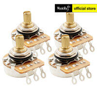 Musiclily Pro HD A250K/B250K ขนาดเต็มทองเหลืองนิ้วแยก24-Spline Short Short Shaft Pots เสียง/ลิเนียร์เทปเปอร์ Potentiometers สำหรับกีตาร์ไฟฟ้า Bass (ชุดละ4ชิ้น)