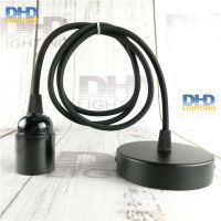 Sample order E27 DIY edison lamp fixture black bakelite socket plastic lamp holder with 1.1 meter black cable and ceiling plate