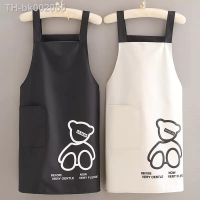 №☁ Kitchen Suspender Apron Waterproof Oilproof Little Bear Pockets Home Baking BBQ Cooking Adult Unisex Durable Apron Cleaning Tool