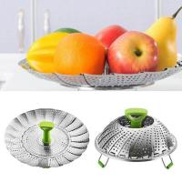 14 * 11cm Stainless Steel Steamer Telescopic Folding Kitchen Multifunctional Lotus Gadget Steamer Household Steamer N0G2