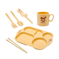 Amos CORN SET PROMOTION ถาด HAPPY FOOD TRAY แถมฟรี ชุดช้อนส้อม ตะเกียบ แก้วน้ำเด็ก ผลิตจากข้าวโพด Amos Corn Set For12Month+ แข็งแรงและทนความร้อนสูง เหมาะสำหรับเด็ก12เดือนขึ้นไป