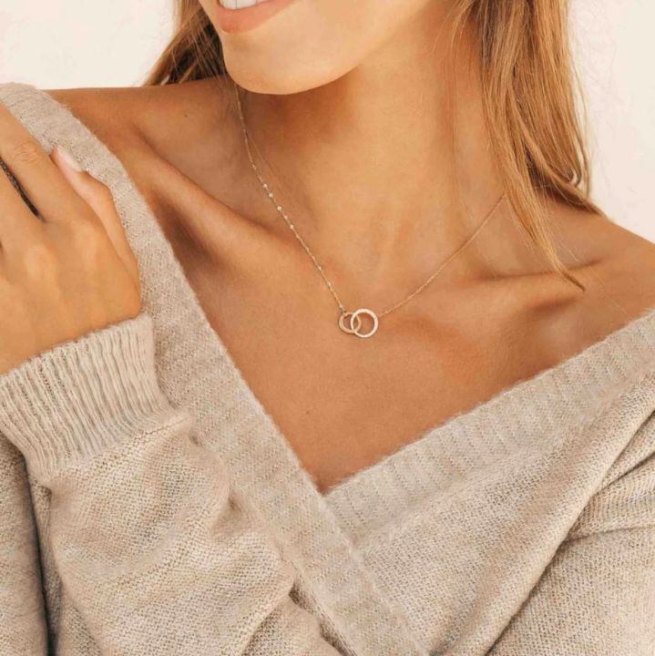 jdy6h-stainless-steel-necklaces-for-women-fashion-thin-chain-minimalist-dainty-double-circle-pendant-necklace-on-the-neck-jewelry