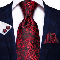 Hi-Tie Paisley ไวน์สีแดง 100% ผ้าไหมผู้ชาย Tie เนคไท 8.5 ซม.สำหรับผู้ชายธุรกิจอย่างเป็นทางการหรูหรางานแต่งงานเนคไทคุณภาพ Gravatas-GGHJY STORE