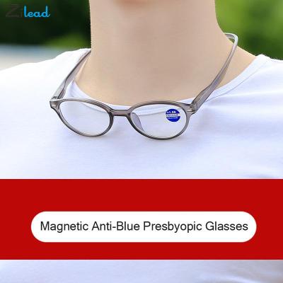 Zilead Round Magnetic Reading Glasses Hanging Neck Comfy Resin Presbyopia Eyeglasses Hyperopia For Women Men Diopter +1 to+3.5