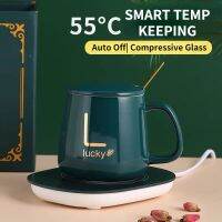 Ceramic Mugs Creative Coffee Cups Set Temperature Control Coaster Milk Heater Thermal Insulation Pad Base Porcelain Cup