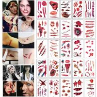 Halloween Scar Temporary Tattoos Stickers For Women Men Adult Kid Makeup Realistic Cosplay Party Masquerade Prank Prop