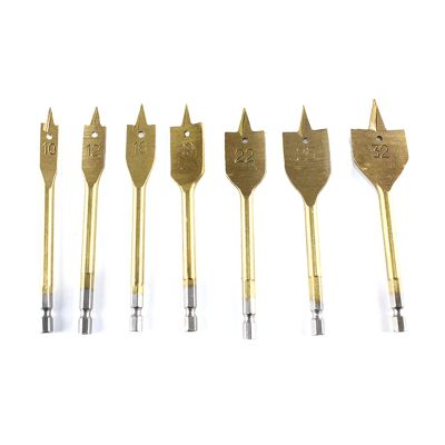 7Pcs Titanium HSS Hole Drill Bit Flat Wood Drill Bits DIY Woodworking Tools with Bag