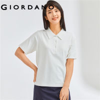 Giordano ผู้หญิง เสื้อโปโลแขนสั้นผ้าสองด้านสีทึบผ้าฝ้าย Free Shipping 05312385