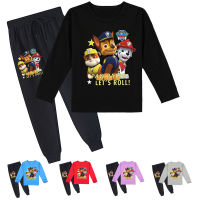 PAW Patrol ชายหญิงแขนยาวเสื้อยืดกางเกงชุดเด็กคอกลมพิมพ์ลายการ์ตูนเสื้อยืดสุนัข Jogger 2ชิ้นชุด Y457ฤดูใบไม้ผลิฤดูใบไม้ร่วง