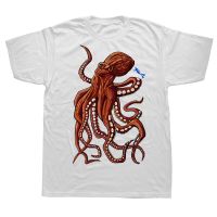 Funny Retro Octopus Diving T Shirts Summer Style Graphic Cotton Streetwear Short Sleeve Birthday Gifts T-shirt Mens Clothing