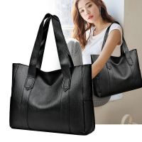 Fashion Large-Capacity pu Leather Ladies Shoulder Bag Solid Color High-End Casual Mother Fashionable Versatile Girls Commuter Tote Texture 【AUG】