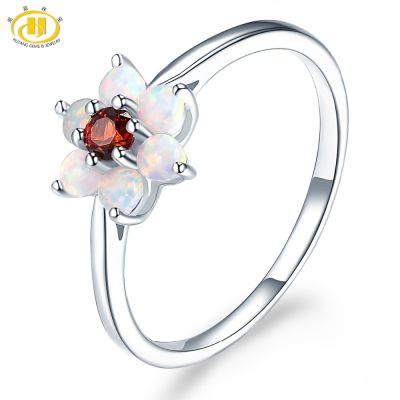 Hutang Gemstone Jewelry Opal Natural Garnet Solid 925 Sterling Silver Ring Engagement Fine Fashion Stone Jewelry For Women Gift