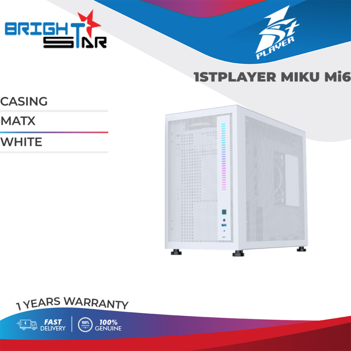 PC CASE / 1STPLAYER MIKU Mi6 / BLACK,WHITE / MATX / 1Y WARRANTY / Lazada