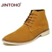 CODxdrrf5157 Cow Suede Men Ankle Boots Fashion Men Pointed Toe Work Shoes Winter Men Boots Casual Male Boots Cheap Men Booties