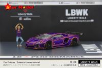 Star Model 1:64 Lambo Aventador LP700-4 LBWK 2.0 Fire Cracks Purple W/figure Kato Diecast Model Car Die-Cast Vehicles