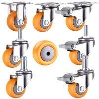 1/1.25/1.5/2 Inch Furniture Casters Wheels  Orange Swivel Castor Trolley  Rubber Furniture Protectors  Replacement Parts