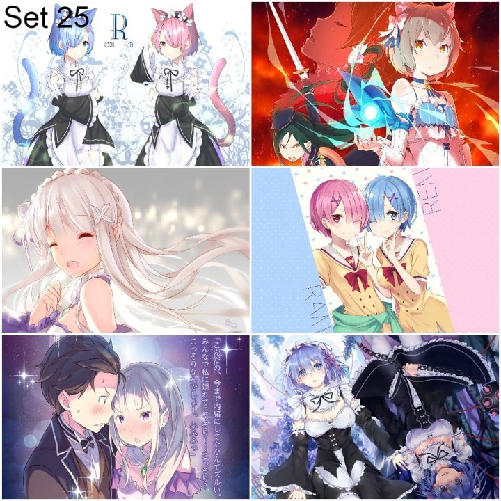 Bộ 6 Poster anime Re:Zero − Bắt đầu lại ở thế giới khác (4) (bóc dán) -  A3,A4,A5 
