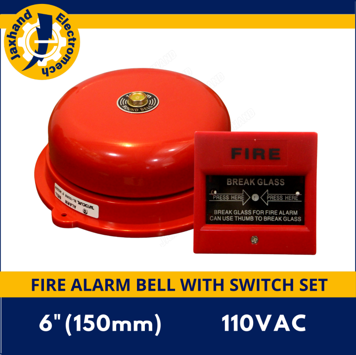 Fire Alarm Bell with Switch Breakglass Set 6 Inches / 150mm | Lazada PH