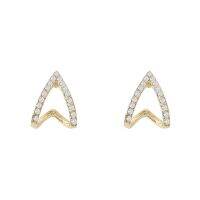 LOEWE ROM Genuine 2023 925 Silver Needle Geometric Triangle Earrings Female Ins Style Super Shiny Temperament Full of Diamond Stud Earrings Personality Design Ear Jewelry