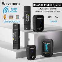 Saramonic Blink500 ProX Q Series 2.4Ghz ระบบไมโครโฟนสายคล้องคอไร้สายพร้อมเครื่องส่งสัญญาณ &amp; เครื่องรับโทรศัพท์สำหรับไอโฟน,iPad, Android,แล็ปท็อป,กล้อง DSLR,กล้องวิดีโอ,ช่วง230ft ไมโครโฟนติดปกเสื้อสำหรับการบันทึกการสอน,Vlog,สตรีมสด,YouTube