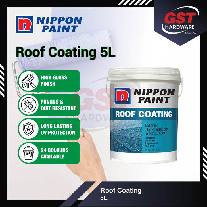 Nippon Paint 5L Roof Coating Roof Paint Exterior Paint Cat Bumbung UV