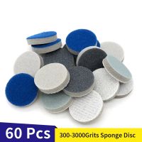 【cw】 1 Inch 25mm Round Sponge Sanding Disc Sandpaper and 300-3000 Grits for Polishing amp; Grinding (Pack of 60) 【hot】