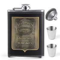 8oz Portable Stainless Steel Hip Flask Flagon Whiskey Wine Pot Leather Cover Bottle Funnel Travel Tour Drinkware Wine Cup