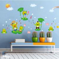 Cartoon Happy Frog Wall Sticker For Kids Room Childrens Bedroom Home Decoration Mural Animals Nursery Decor Stickers Wallpaper