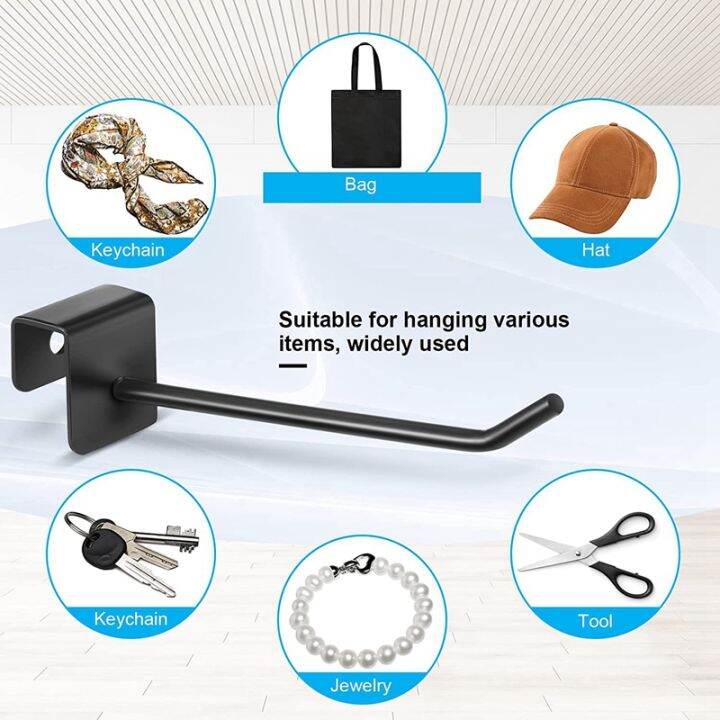 48-pcs-4-inch-black-metal-panel-hook-hanger-square-tube-slatwall-hooks-cubicle-coat-hook-peg-hooks