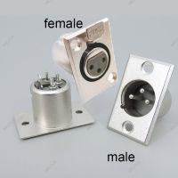 XLR 3 pin male Female panel Mounted chassis power Connector Jack Socket Type Chassis Square Shape Metal for Headset Connection WB15