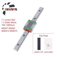 MGN7 MGN9 MGN12 MGN15 100 200 300 400 450 500 550 600 800mm Miniature Linear Rail Slide 1pc Linear Guide 1pc Slider Block