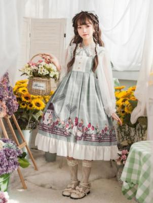 NONSAR Sweet Kawaii Jsk Lolita Dress Women Sleeveless Bow Lace Princess Vintage Victorian Gothic Cartoon Tea Party Dresses