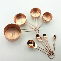 Solid Wood Copper Plated 8-piece Measuring Cup Measuring Spoon Set Wooden Handle Set Measuring Cup Measuring Spoon Baking Kit