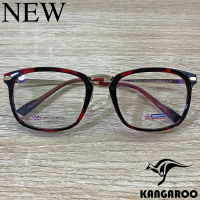 กรอบแว่นตา สำหรับตัดเลนส์ แว่นสายตา แว่นตา Fashion รุ่น Kangaroo 3095 สีแดงกละ กรอบเต็ม ทรงรี ขาข้อต่อ วัสดุ Stainless Steel รับตัดเลนส์ทุกชนิด